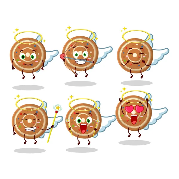 Gingerbread Desenhos Animados Redondos Como Personagem Anjo Bonito Ilustração Vetorial — Vetor de Stock