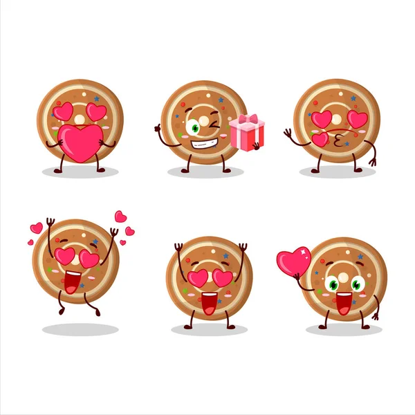 Gingerbread Rodada Personagem Desenho Animado Com Amor Bonito Emoticon Ilustração —  Vetores de Stock