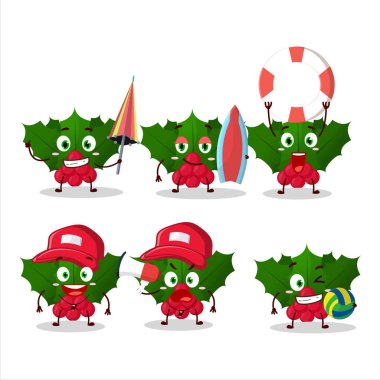 Mutlu Yüz, kutsal dut çizgi film karakteri sahilde oynuyor. Vektör illüstrasyonu