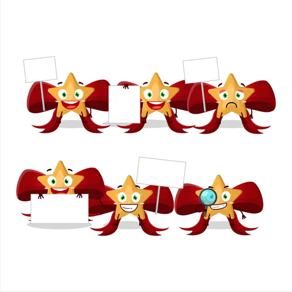 Red Bow Star Cartoon Character Bring Information Board Vector Illustration — Stock Vector