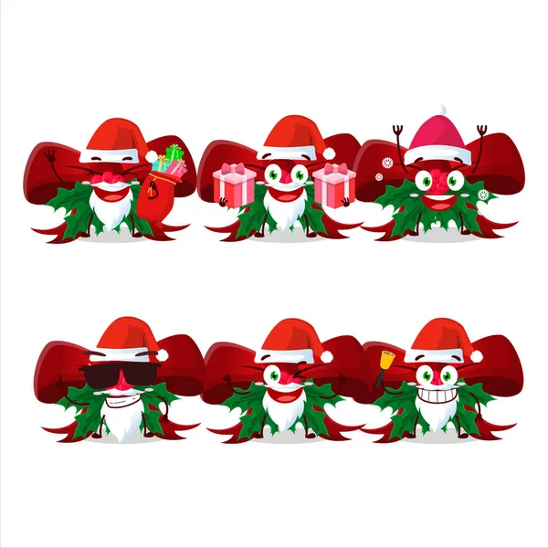 Санта Клаус Смайлики Красным Бантом Холли Берри Персонаж Мультфильма Векторная — стоковый вектор