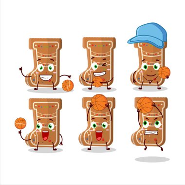 Bir basketbol atleti olarak yetenekli zencefilli çorap çizgi film karakteri. Vektör illüstrasyonu