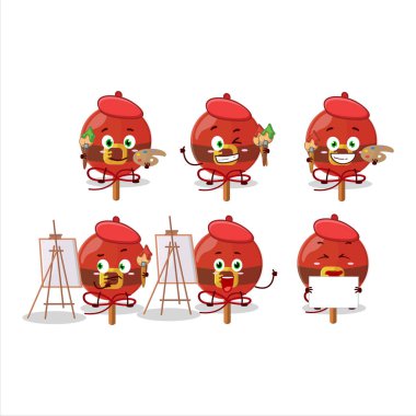 Şekerli Noel Baba çizgi film karakterinin fırçalı sanatçısı. Vektör illüstrasyonu