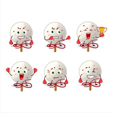 Spor şekerli Noel Baba boks çizgi film maskotu tasarımı. Vektör illüstrasyonu