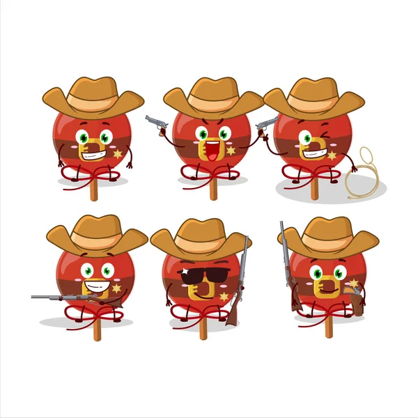 Cool Cowboy Candy Santa Cartoon Character Cute Hat Vector Illustration — Stock vektor