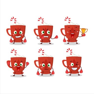 Cam ağacı olan sportif bir süt, boks sporu sporu yapan maskot tasarımı. Vektör illüstrasyonu