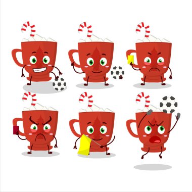 Camdan ağaçlı süt, futbol hakemi olarak çalışan çizgi film karakteri. Vektör illüstrasyonu