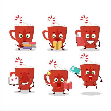 Cam ağacı olan bir süt resmi çizgi film karakteri konsepti komik bir kitap okuyor. Vektör illüstrasyonu