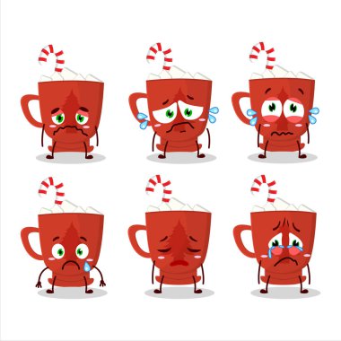 Camdan ağaçlı süt, üzgün suratlı çizgi film karakteri. Vektör illüstrasyonu