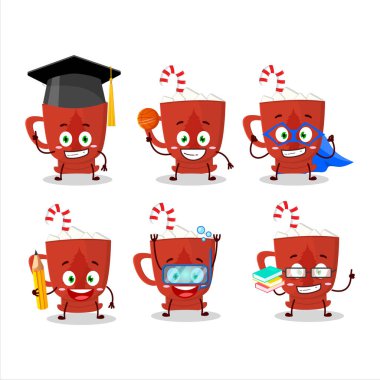 Cam ağacı olan süt okulu öğrencisi, değişik ifadeleri olan çizgi film karakteri. Vektör illüstrasyonu