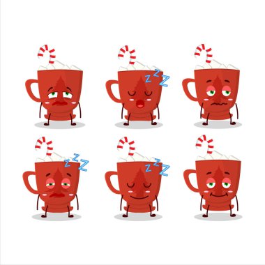 Sütlü çizgi film karakteri, cam ağaçlı, uykulu suratlı. Vektör illüstrasyonu