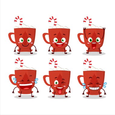 Sütün çizgi film karakteri, gülen yüzlü cam ağaçlı noel. Vektör illüstrasyonu