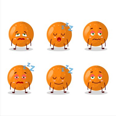 Uykulu yüzlü mandalina karakteri. Vektör illüstrasyonu