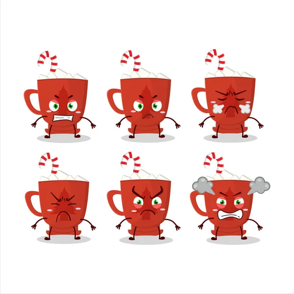 Camdan ağaç sütü ve değişik kızgın ifadeleri olan çizgi film karakteri. Vektör illüstrasyonu