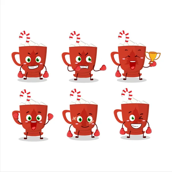 Cam ağacı olan sportif bir süt, boks sporu sporu yapan maskot tasarımı. Vektör illüstrasyonu