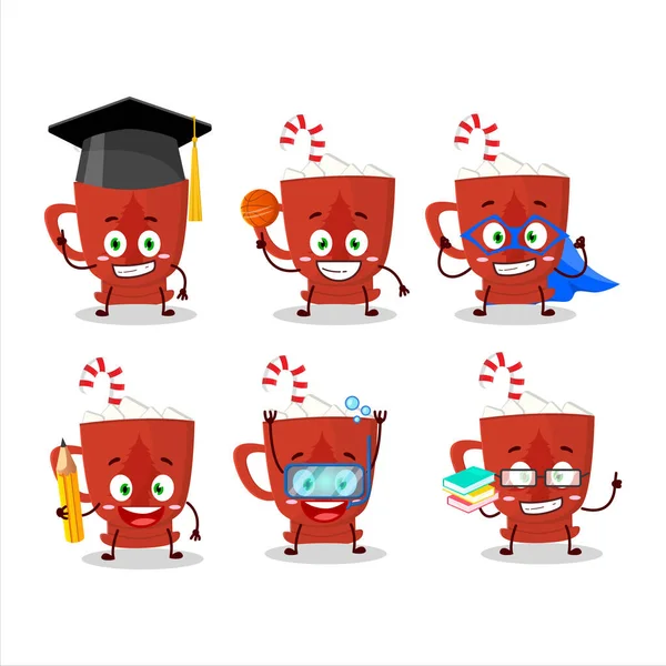 Cam ağacı olan süt okulu öğrencisi, değişik ifadeleri olan çizgi film karakteri. Vektör illüstrasyonu