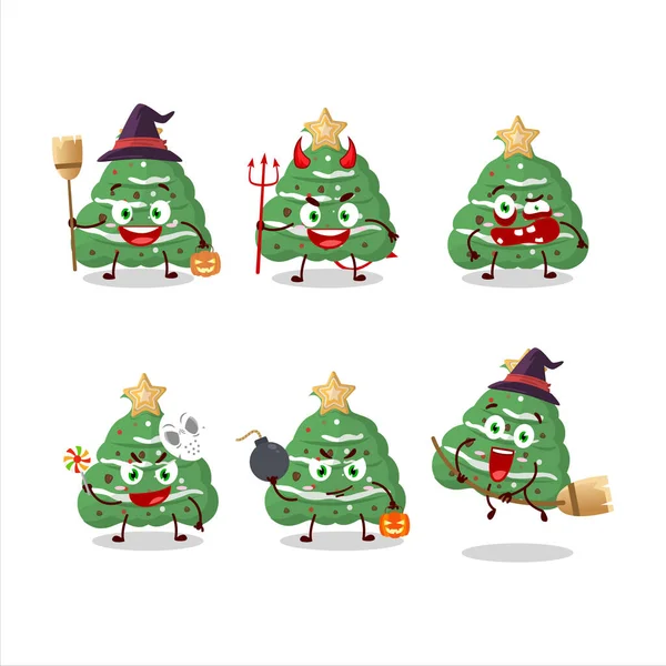 Halloween Ausdruck Emoticons Mit Cartoon Charakter Von Buttercreme Weihnachten Vektorillustration — Stockvektor