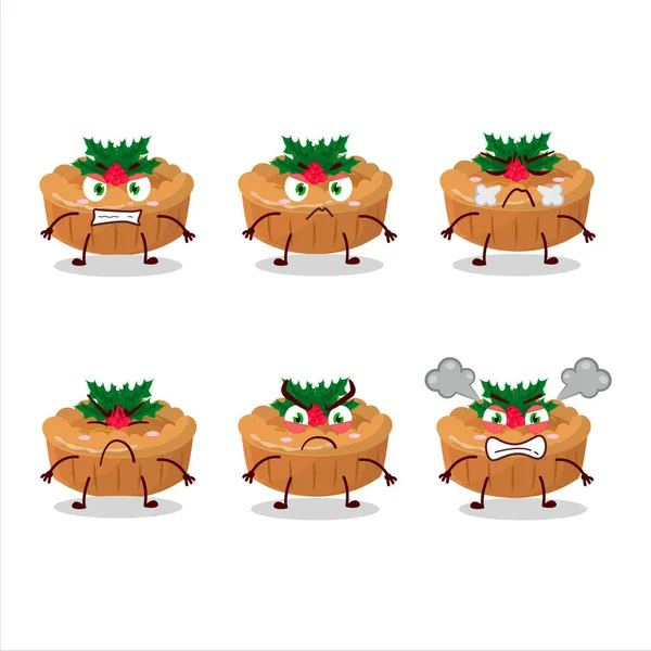 Pie Natal Personagem Desenho Animado Com Várias Expressões Irritadas Ilustração — Vetor de Stock