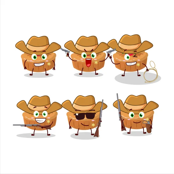 Cool Cowboy Pie Christmas Cartoon Character Cute Hat Vector Illustration — Stock Vector