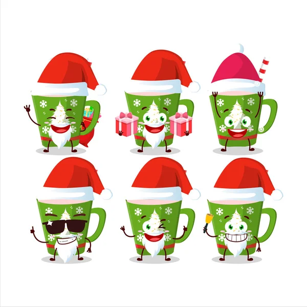 Emotikon Santa Claus Dengan Karakter Kartun Frappe Strawberry Ilustrasi Vektor - Stok Vektor