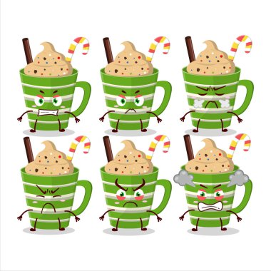 Çeşitli kızgın ifadeleri olan çikolata çizgi film karakteri. Vektör illüstrasyonu