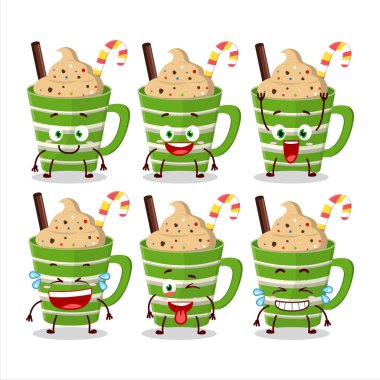 Gülen surat ifadeli frappe çikolatalı çizgi film karakteri. Vektör illüstrasyonu