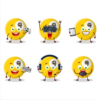 Bilardo topu çizgi film karakteri çeşitli şirin ifadelerle oyunlar oynuyor. Vektör illüstrasyonu