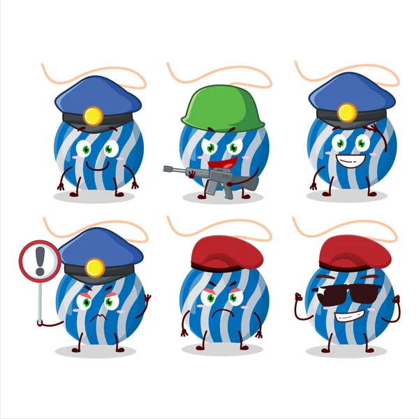 Oficial Policía Dedicado Navidad Ilumina Estilo Diseño Mascota Azul Ilustración — Archivo Imágenes Vectoriales
