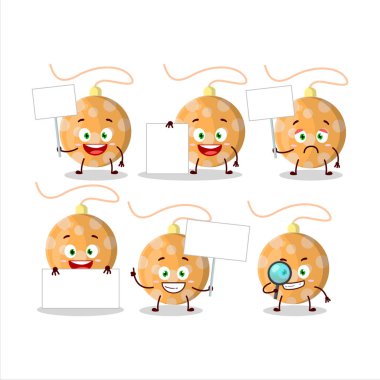 Noel ışıkları turuncu çizgi film karakteri bilgi panosu getiriyor. Vektör illüstrasyonu