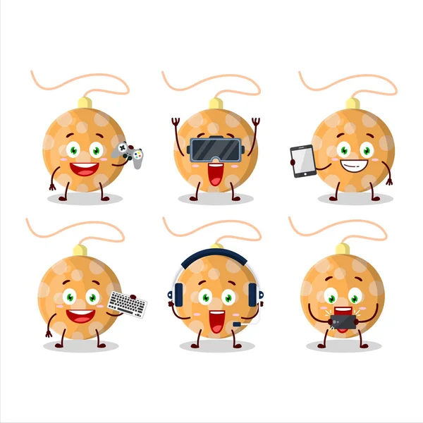 Noel ışıkları turuncu çizgi film karakteri çeşitli şirin ifadelerle oyunlar oynuyor. Vektör illüstrasyonu