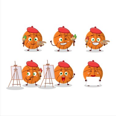 Basketbol çizgi film karakterinin fırçalı sanatçısı. Vektör illüstrasyonu