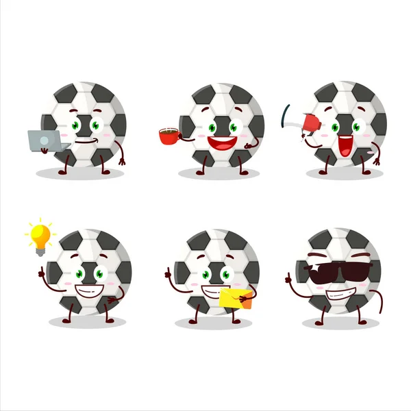 Personagem Desenho Animado Bola Futebol Com Vários Tipos Emoticons Negócios — Vetor de Stock