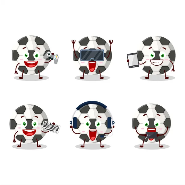 Fútbol Bola Personaje Dibujos Animados Están Jugando Juegos Con Varios — Archivo Imágenes Vectoriales
