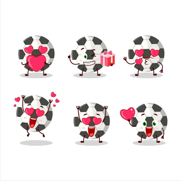 Personagem Desenho Animado Bola Futebol Com Amor Bonito Emoticon Ilustração —  Vetores de Stock