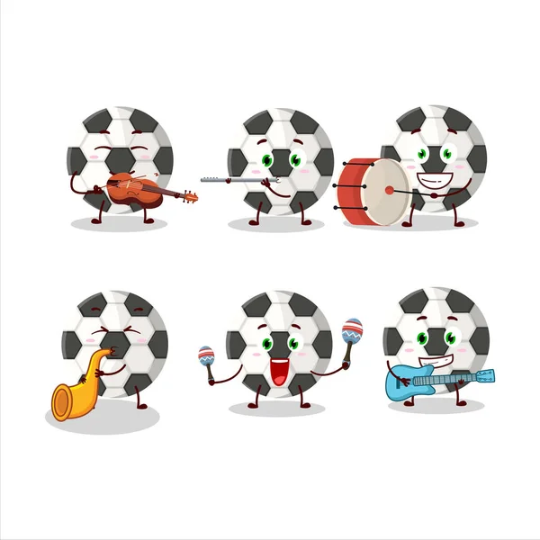 Personnage Dessin Animé Ballon Football Jouant Quelques Instruments Musique Illustration — Image vectorielle