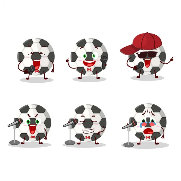 Cute Cartoon Design Concept Soccer Ball Singing Famous Song Vector — Stock Vector
