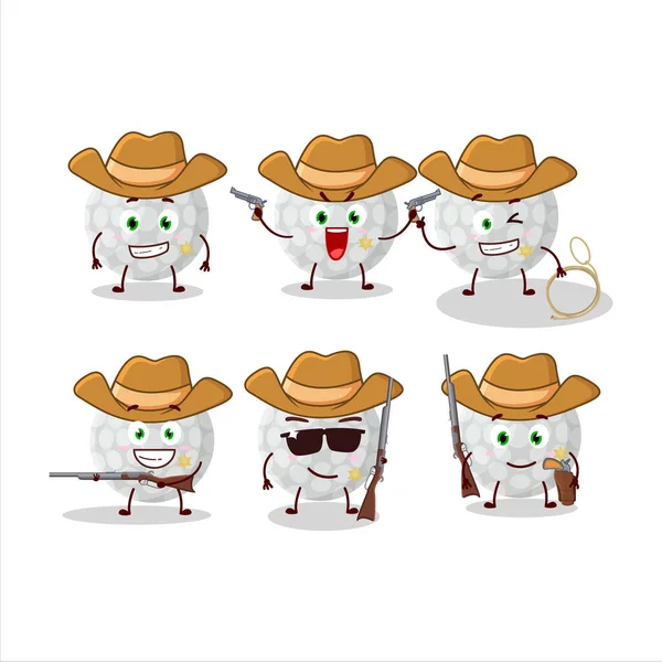 Cool Cowboy Handball Cartoon Character Cute Hat Vector Illustration — Stock Vector