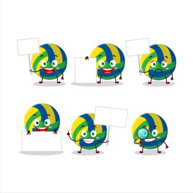 Karakterli voleybol karikatürü bilgi panosu getir. Vektör illüstrasyonu