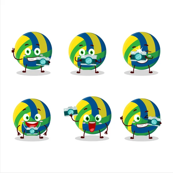 Fotografenberuf Emoticon Mit Volleyball Cartoon Figur Vektorillustration — Stockvektor