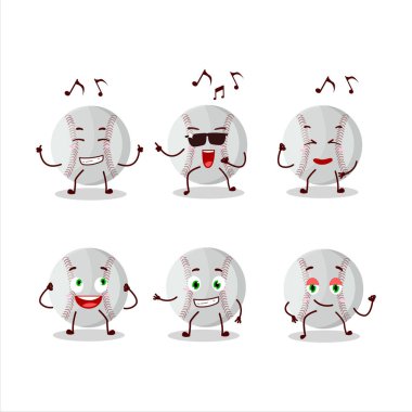 Müzikten hoşlanan beyzbol dansçısı çizgi film karakteri görüntüsü. Vektör illüstrasyonu