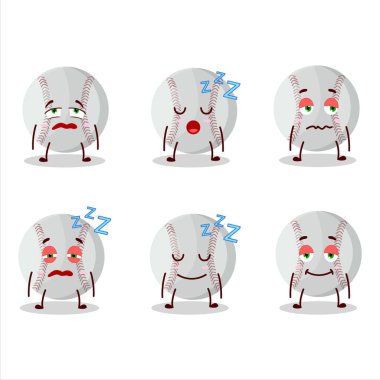 Uykulu yüzlü beyzbolun çizgi film karakteri. Vektör illüstrasyonu