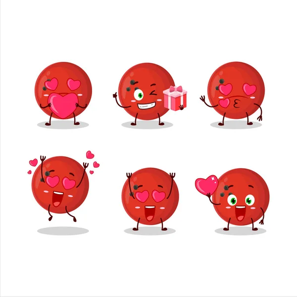 Bowling Ball Cartoon Charakter Mit Liebe Süße Emoticon Vektorillustration — Stockvektor