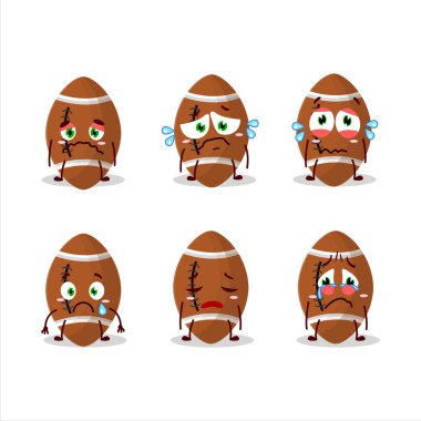 Üzgün suratlı yeni ragbi topu çizgi film karakteri. Vektör illüstrasyonu