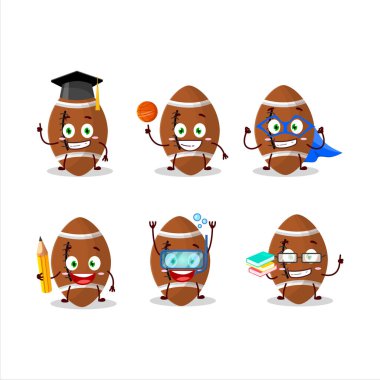 School student of new rugby ball cartoon character with various expressions. Vector illustration vector