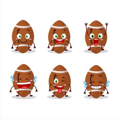 Gülen suratlı yeni rugby topunun çizgi film karakteri. Vektör illüstrasyonu