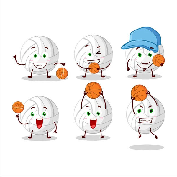 Ταλαντούχο Λευκό Βόλεϊ Χαρακτήρα Κινουμένων Σχεδίων Αθλητής Μπάσκετ Εικονογράφηση Διανύσματος — Διανυσματικό Αρχείο