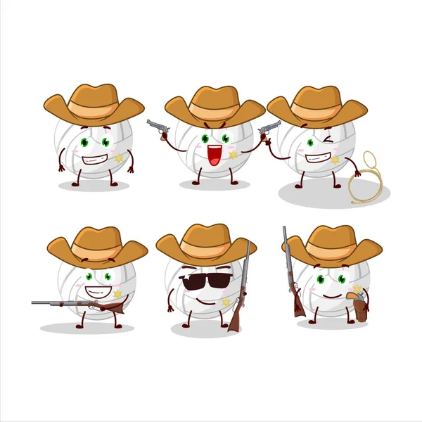 Cowboy Legal Branco Voleibol Personagem Dos Desenhos Animados Com Chapéu — Vetor de Stock