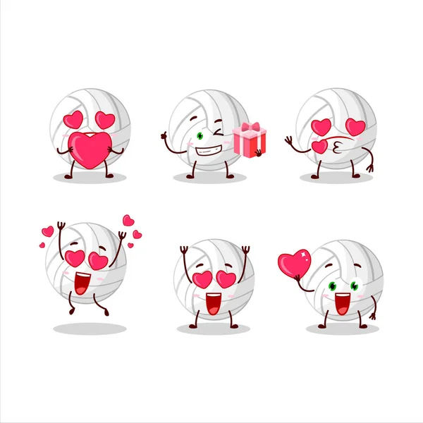 Personagem Desenho Animado Vôlei Branco Com Amor Bonito Emoticon Ilustração —  Vetores de Stock