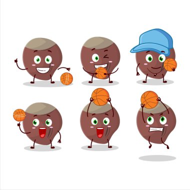 Basketbol atleti olarak yetenekli bir palamut çizgi film karakteri. Vektör illüstrasyonu