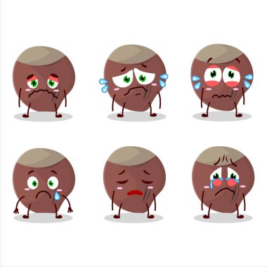 Hüzünlü ifadeli bir karikatür karakteri. Vektör illüstrasyonu